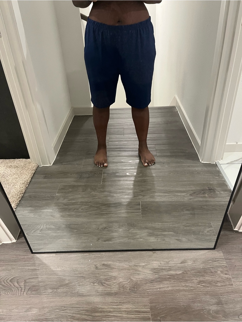 SHEIN Navy Elastic Waist Bermuda Shorts - Picture 2 of 2